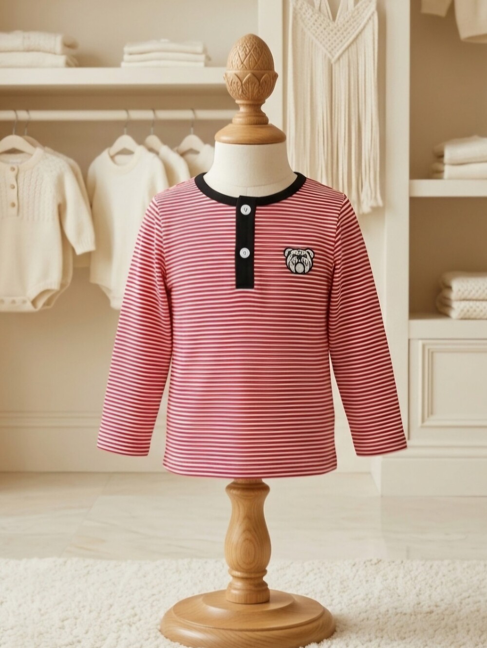 UGA Red & White Striped Embroidered Long Sleeve Shirt | Wear Love Wash | Sz 3
